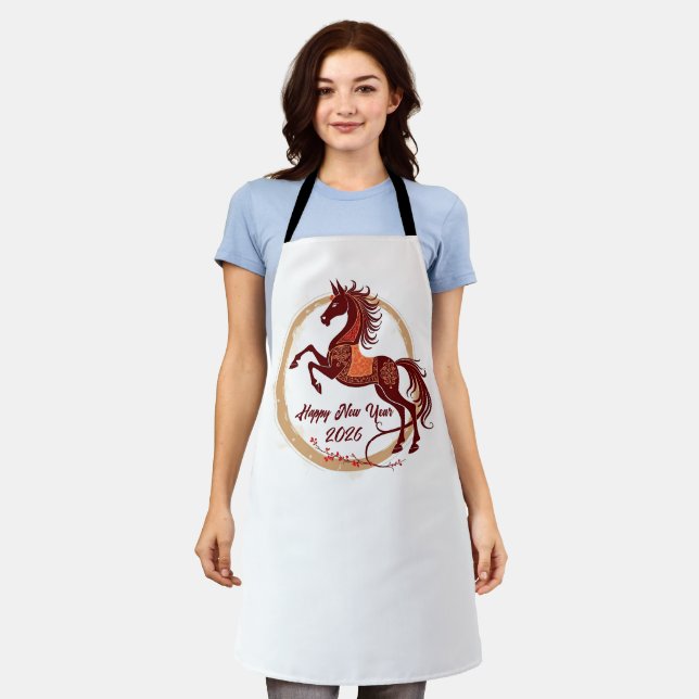 Tablier Année du Cheval 2026 couleur Brown (Porté)