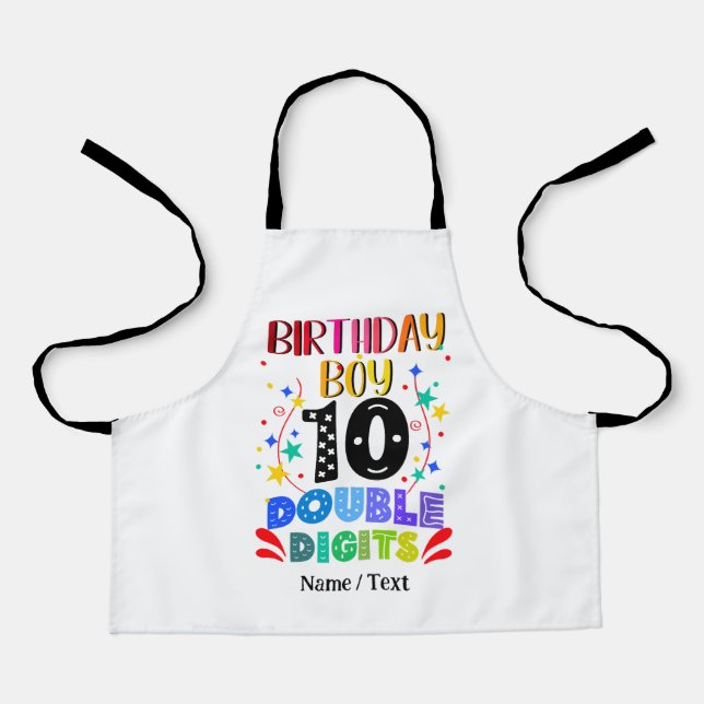 Tablier Anniversaire Garçon 10 Chiffres doubles, Anniversa (Recto)