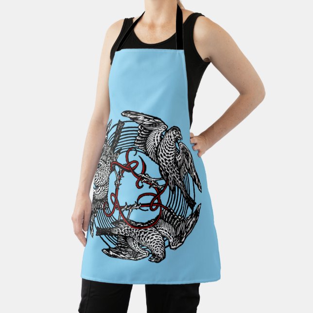 Tablier Antique Bookplate Trois Hawks William de Morgan (Insitu)