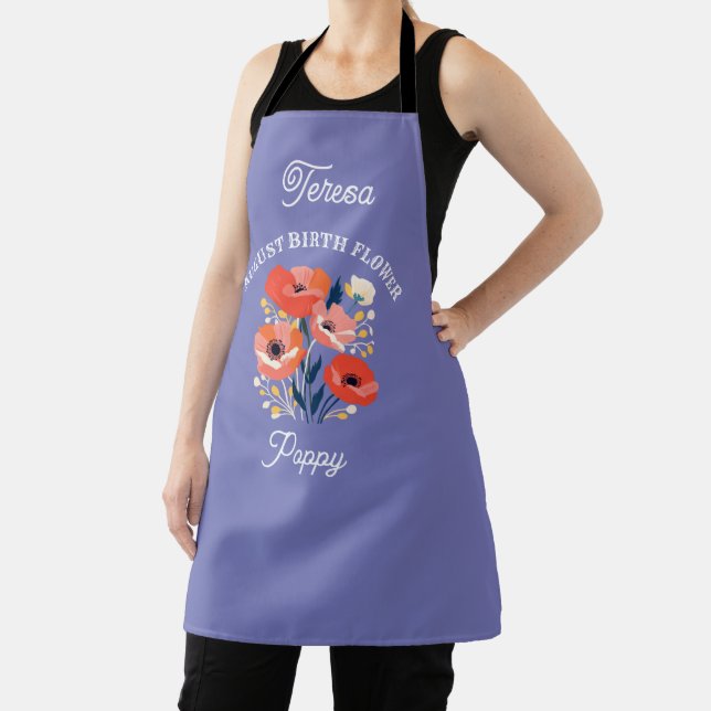 Tablier Août Fleur de naissance Nom personnalisé (Insitu)