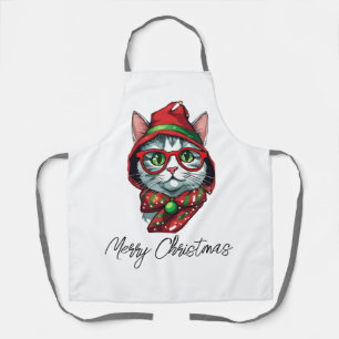 Tablier Appartement Chat de Noël - Fun Vacances Cuisine At