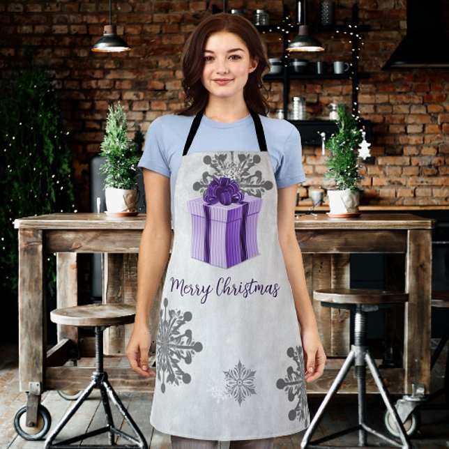 Tablier Appartement de vacances de Noël pourpre (Purple Christmas Gift Holiday Apron)
