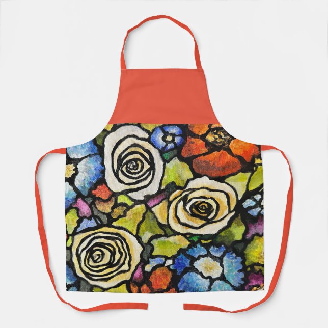 Tablier Appron floral Rose (Recto)
