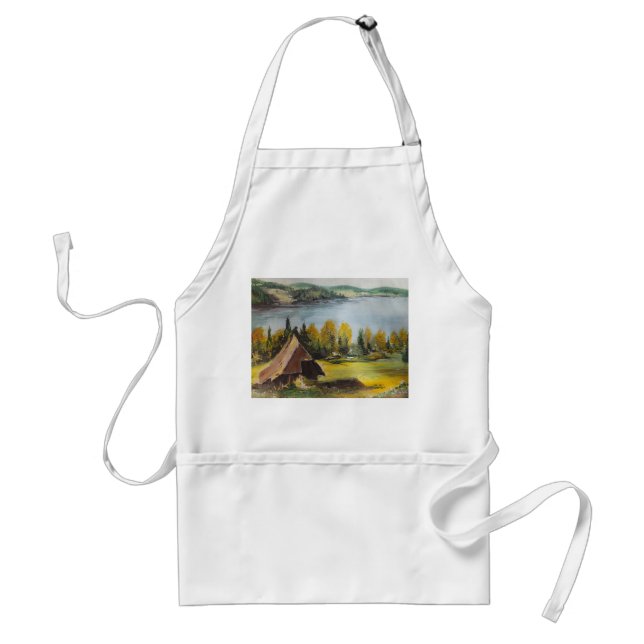 Tablier Apron Ann Hayes Chalet Peinture Près Du Lac (Devant)