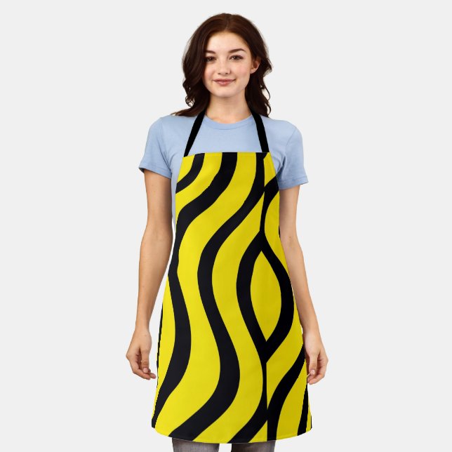 Tablier Apron Black & Yellow Wave Art (Porté)