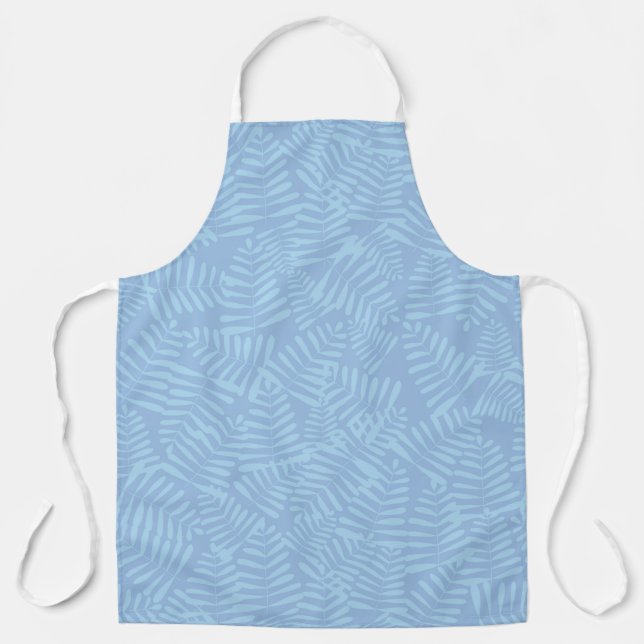 Tablier Apron bleu feuille fern (Recto)
