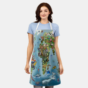 Tablier Apron Carte du monde Animaux
