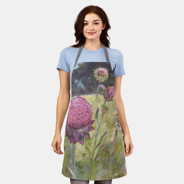 Tablier Apron de fleurs sauvages violettes (Porté)