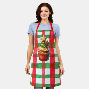 Tablier Apron de gâteau de Noël (rouge et vert)
