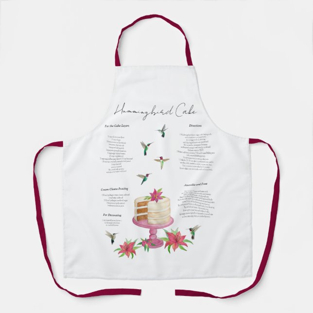 Tablier Apron de recette de gâteau aux colibris (Recto)