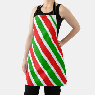 Tablier Apron d'impression recto verso rouge blanc de Noël