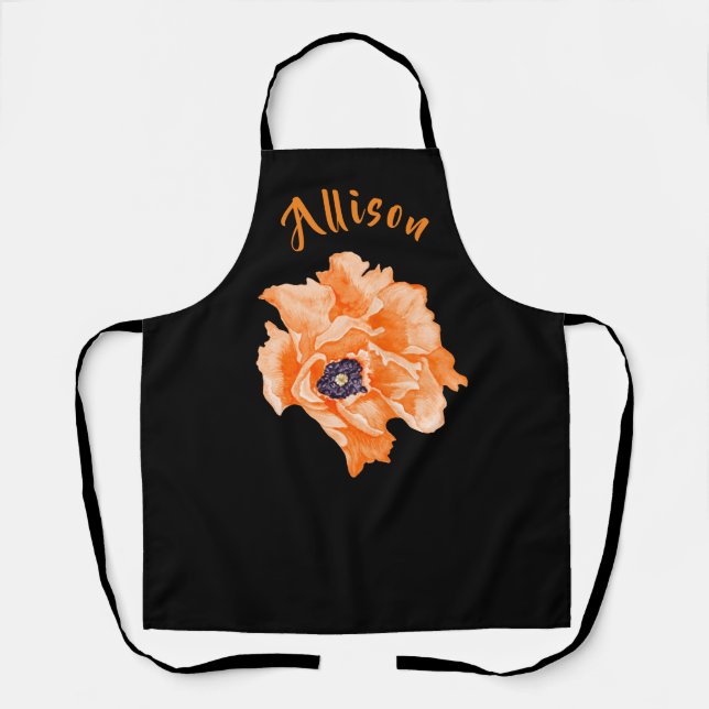 Tablier Apron du nom des femmes florales noires (Recto)