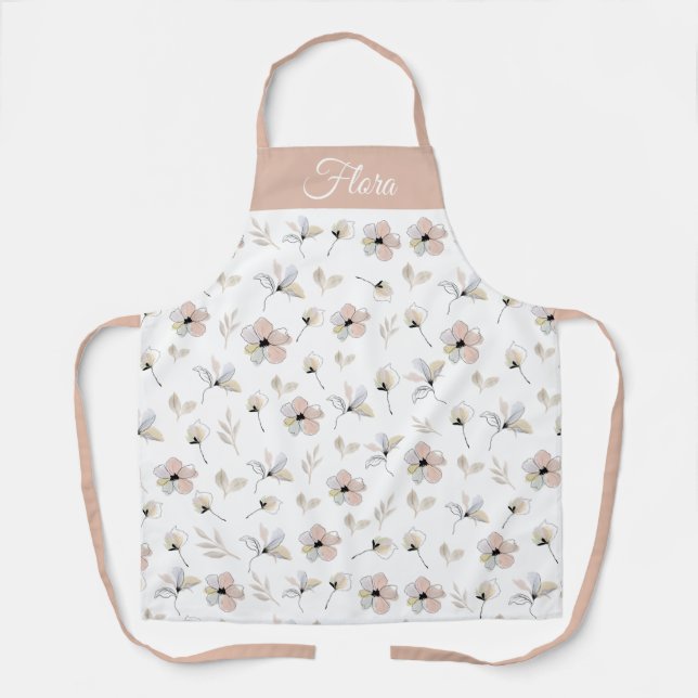 Tablier Apron Floral Boho moderne personnalisé (Recto)
