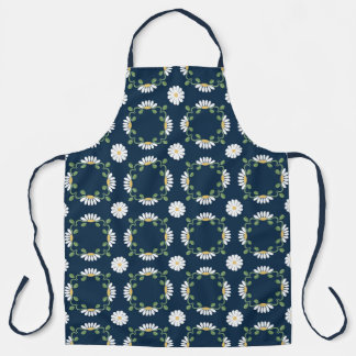 Tablier Apron marine et marguerite blanche