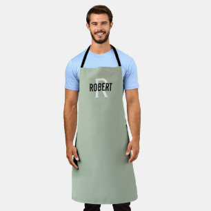 Tablier Apron moderne sauge vert homme monogramme