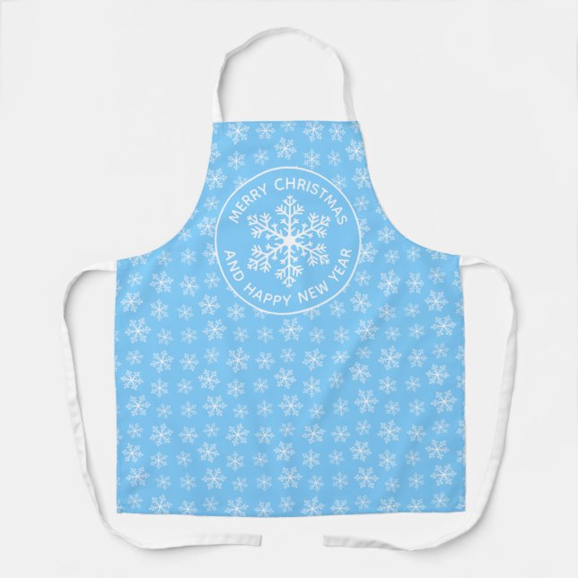 Tablier Apron Motif de flocons de neige bleu (Recto)