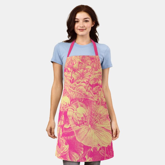 Tablier Apron - 'Nodding Lotus' (Tropical) (Porté)