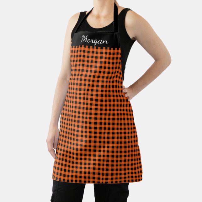 Tablier Apron orange et noir de nom personnalisé (Insitu)