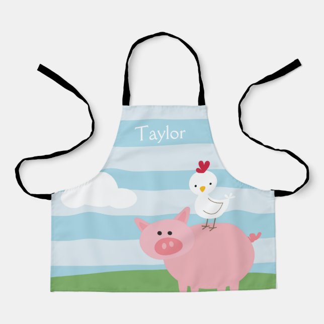 Tablier Apron Personnalisé Barnyard Cow and Chicken Kids (Recto)