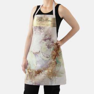 Tablier apron professionnel de beauté aquarelle et feuill
