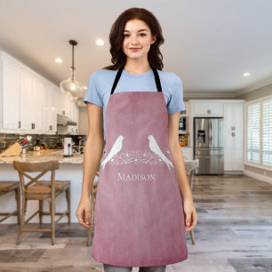 Tablier Apron rose Lovebirds Floral Vine