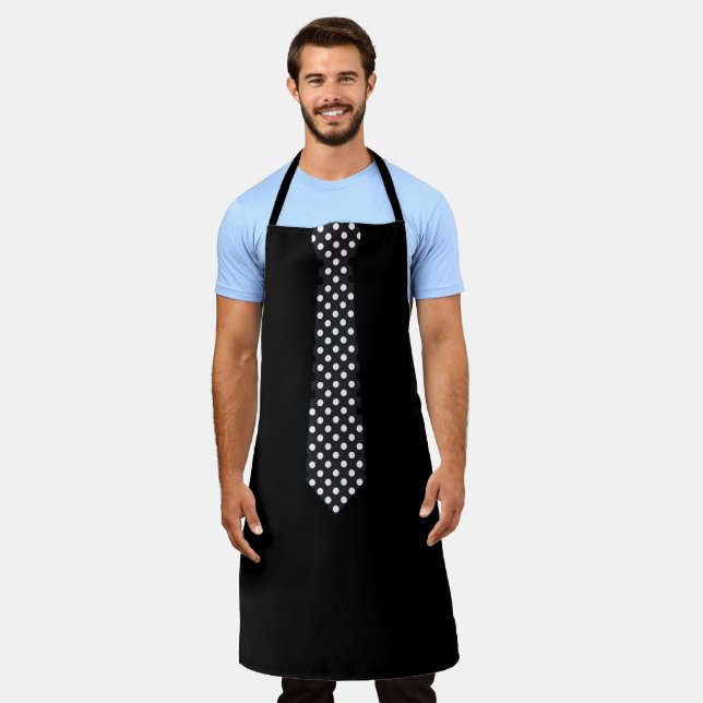 Tablier Apron With Polka Dot Tie Black Barbecue  Apron (Porté)