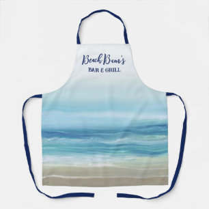 Tablier Aquarelle Bleu de mer Vagues océaniques Côte