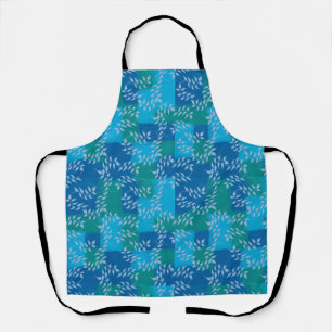 Tablier Aquarelle bleu vert ivoire