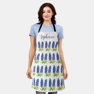 Tablier Aquarelle Bluebonnets Texas Fleurs Bleu Floral