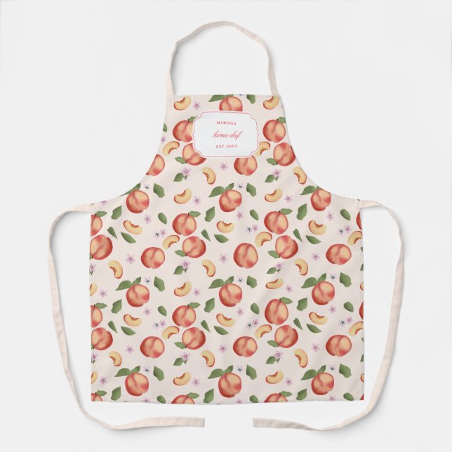 Tablier Aquarelle botanique Pêches et fleurs (Recto)