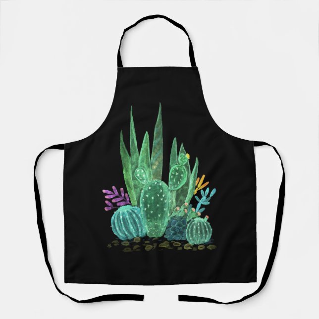 Tablier Aquarelle, cactus lancer oreiller (Recto)