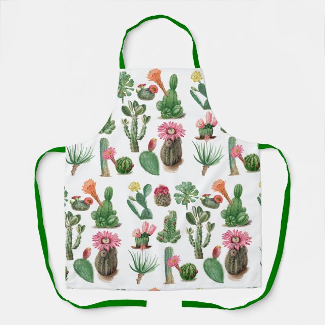 Tablier Aquarelle colorée Cactus et succulents Fleurs (Recto)