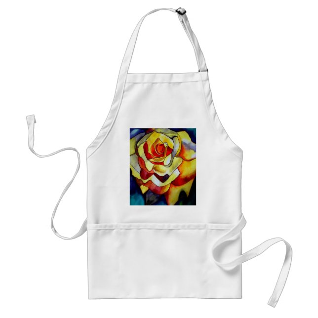 Tablier Aquarelle couleur jaune fleur d'art original (Devant)