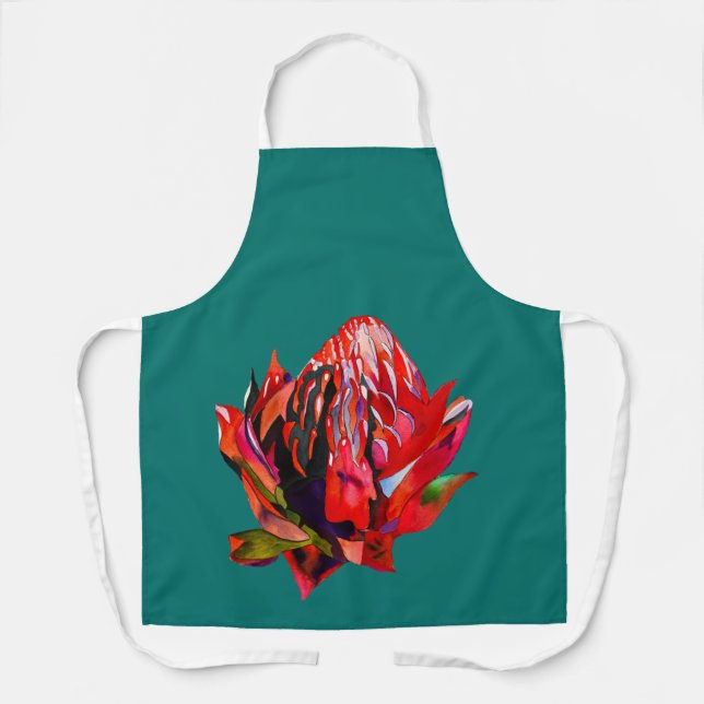 Tablier Aquarelle de fleurs indigènes de Waratah (Recto)