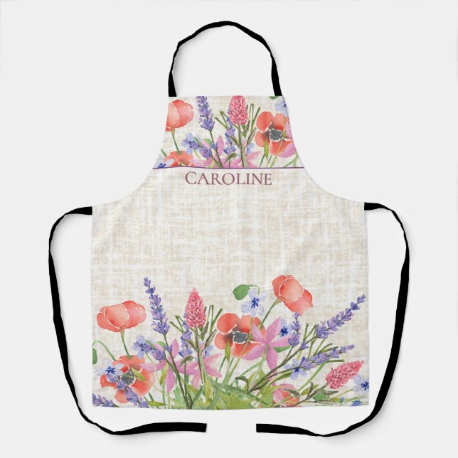 Tablier Aquarelle de lin - Cadeau d'anniversaire personnal (Recto)
