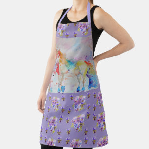 Tablier Aquarelle de Unicorne mou pourpre Apron d'animal f