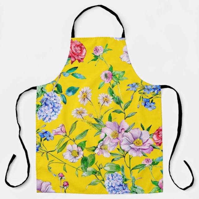 Tablier Aquarelle du jardin de fleurs illustration motif (Recto)