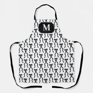 Tablier Aquarelle fantaisie Noir Bow Monogramme