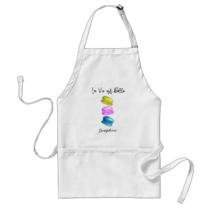 Tablier Aquarelle française personnalisée Macaron Nom du b