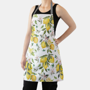Tablier Aquarelle Fruit citron motif floral