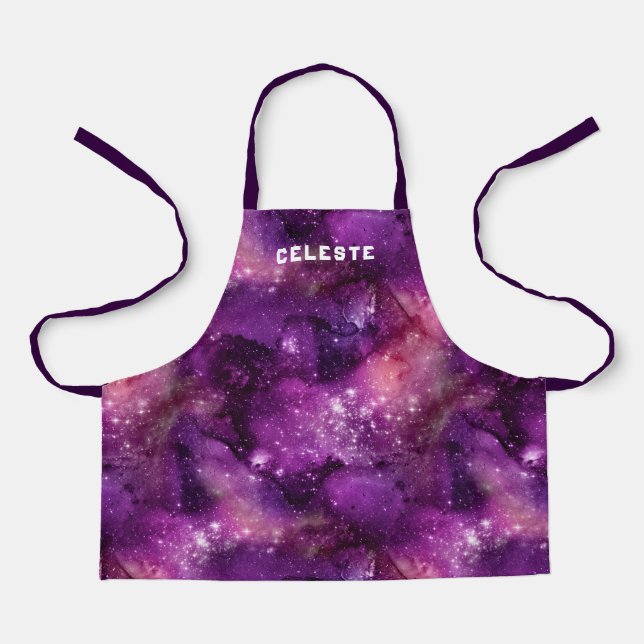 Tablier Aquarelle Galaxie Nebula Nom Purple (Recto)