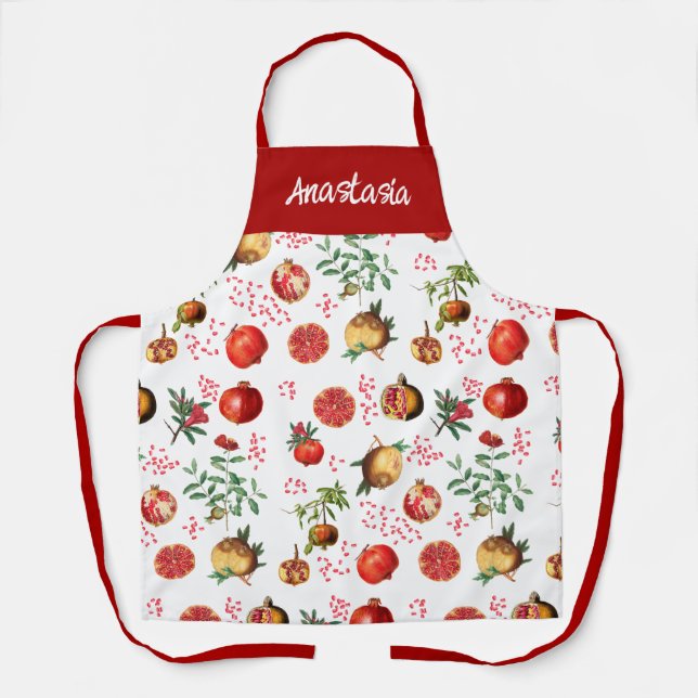 Tablier Aquarelle grenade Motif de fruits méditerranéen (Recto)