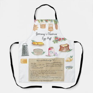 Tablier Aquarelle illustrée Recette Héirloom Apron