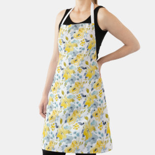 Tablier Aquarelle jaune et bleu Motif