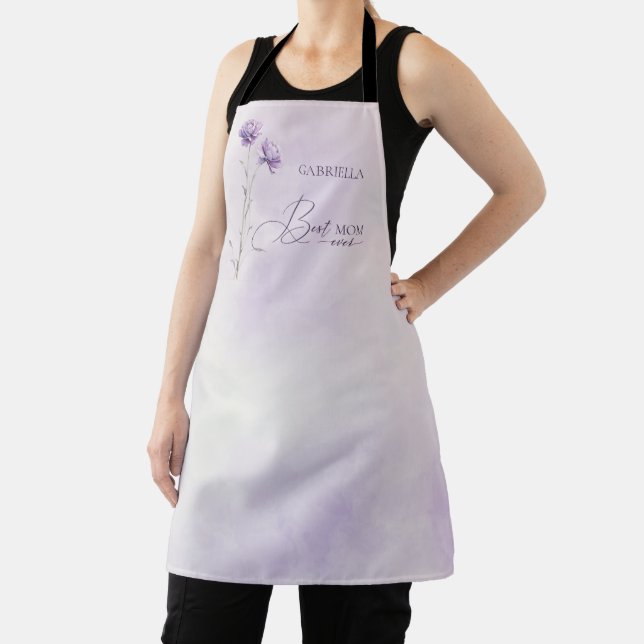 Tablier Aquarelle Lavender Meadow Fleur sauvage Best Mom (Insitu)