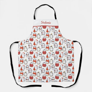 Tablier Aquarelle mignonne Festif Penguins Motif Holiday