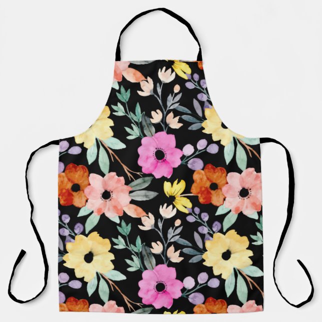 Tablier Aquarelle moderne Florale Fleurs Botaniques Jeter  (Recto)