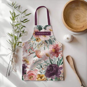 Tablier Aquarelle moderne florale violet élégant
