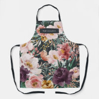 Aquarelle moderne rose floral noir girly élégant
