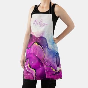 Tablier Aquarelle moderne violet rose